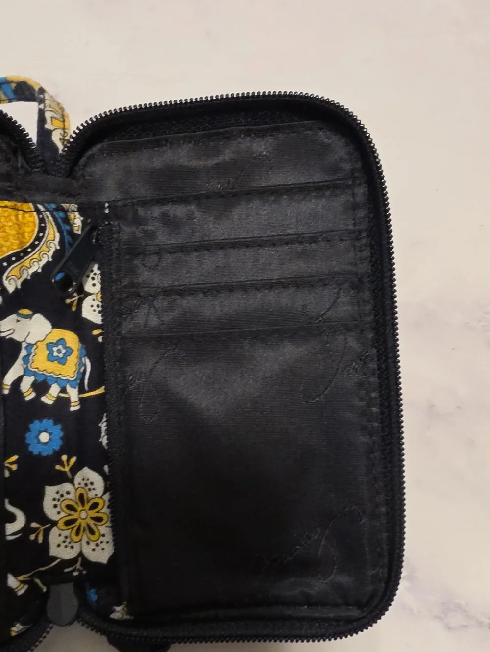 Vera Bradley Quilted Floral Zip Wristlet Wallet - Navy, Yellow & White Set Of 2 - Picture 8 of 9
